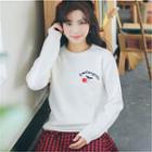 Cherry Detail Embroidered Letter Sweater