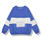 Paneled Letter Sweatshirt Blue - One Size