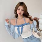 Halter-neck Bow Knit Camisole Top