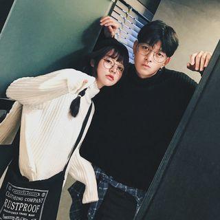 Mock-neck Plain Couple Matching Sweater