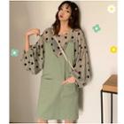 Heart Long-sleeve Top / Strappy A-line Dress