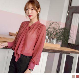 Lace-up Bow Chiffon Top