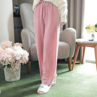 Colored Velvet Wide-leg Pants
