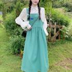 Balloon-sleeve Shirt / Midi Overall Dress