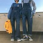 Couple Matching Cropped Wide-leg Denim Jumper Pants