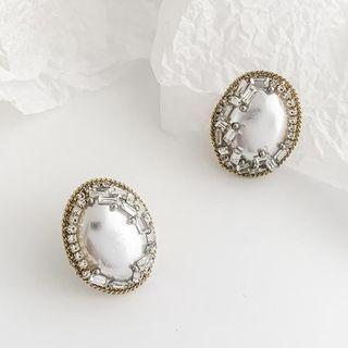 Irregular Pearl Disc Earring 1 Pair - As Shown In Figure - One Size