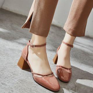 Patent Chunky-heel Mary Jane Sandals