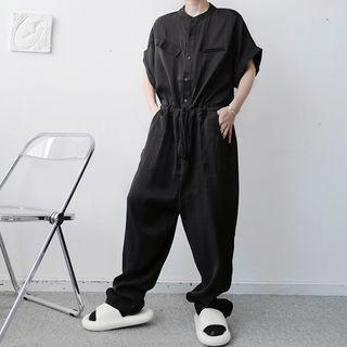Short Sleeve Drawstring Jumpsuit