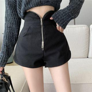 High Waist Zip Wide Leg Shorts