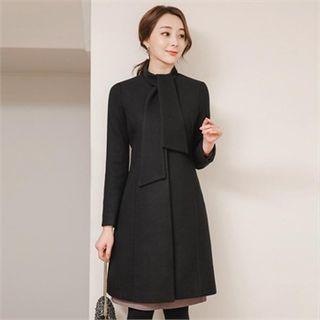 Tie-neck Wool Blend Coat