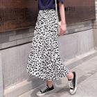 Petal Print A-line Midi Chiffon Skirt