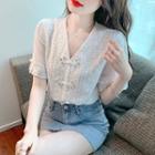 V-neck Frog-button Blouse