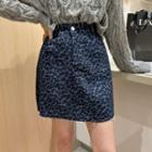 Leopard Print Denim A-line Skirt