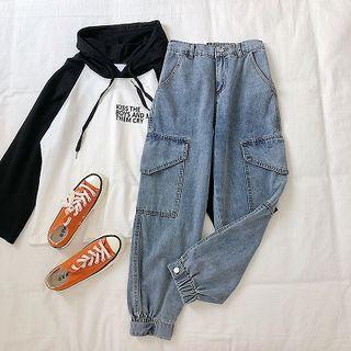 High-waist Cargo Cropped Jeans
