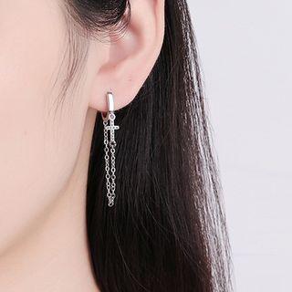Cross Hoop Drop Earring 1 Pair - Silver - One Size