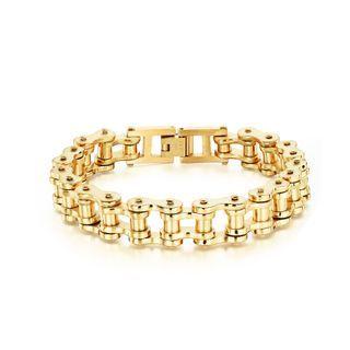 Fashion Personality Plated Gold Motorcycle Chain 316l Stainless Steel Short Bracelet Golden - One Size