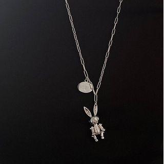 Rabbit Pendant Alloy Necklace Silver - One Size
