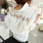 Lace Panel Back Elbow-sleeve Blouse