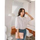 Frilled-collar Elbow-sleeve Blouse