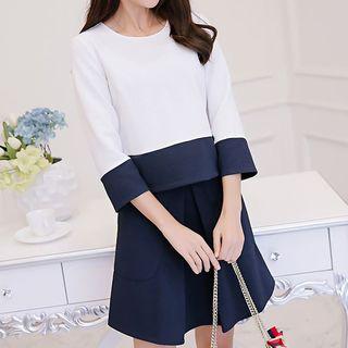 Set: Panel Elbow-sleeve Top + Skirt