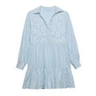 Embroidered Tiered Mini A-line Shirtdress