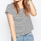 Open-back Stripe Short-sleeve T-shirt