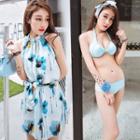 Set: Plain Bikini + Printed Sundress