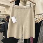 High-waist Rib Knit Shorts