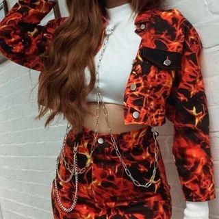 Long-sleeve Printed Cropped Light Jacket