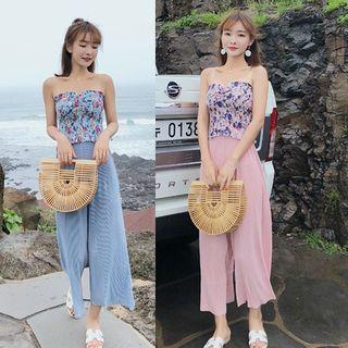 Set: Floral Printed Tube Top + Pants