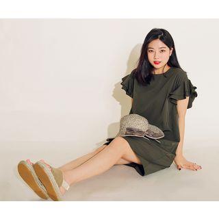Flutter-sleeve Zip-back Dress