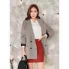Peaked-lapel Double-breasted Houndstooth Jacket