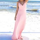 Open Back V-neck Maxi Dress