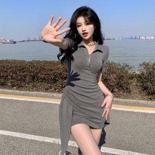 Collar Mini Bodycon Dress