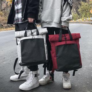 Lettering Paneled Nylon Backpack