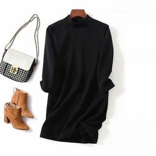 Mock Neck Long-sleeve Shift Dress