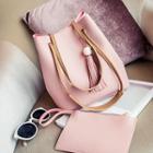 Set: Color Block Bucket Bag + Pouch