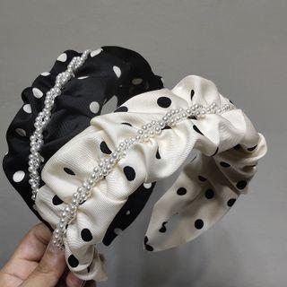 Faux Pearl Polka Dot Fabric Headband