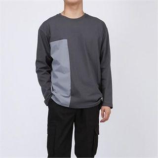 Long-sleeve Contrast-panel T-shirt