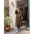 Letter-patched Checked Wool Blend Long Coat