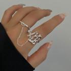 2 In 1 Chained Alloy Open Ring White - One Size