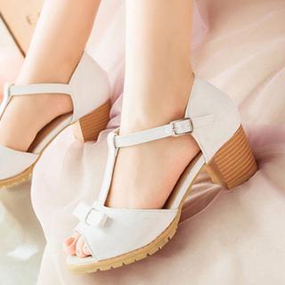 Bow-accent Chunky Heel Sandals