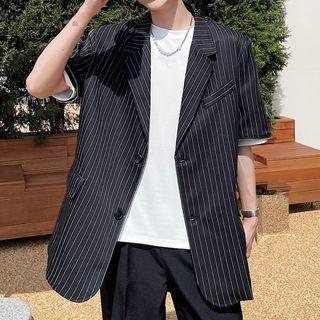 Short-sleeve Striped Loose-fit Blazer