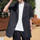 Short-sleeve Striped Loose-fit Blazer