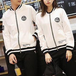 Couple Matching Set: Applique Bomber Jacket + Track Pants