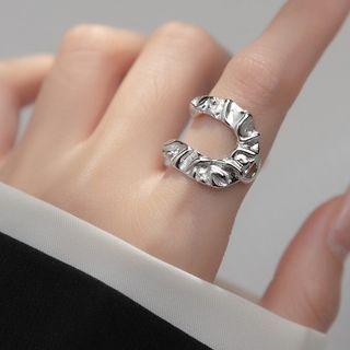 Shirred Sterling Silver Open Ring 1 Pc - Silver - One Size