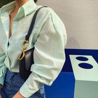 Pleated-shoulder Striped Shirt