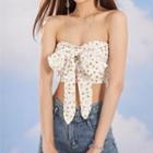 Cropped Floral Bow Halter Top