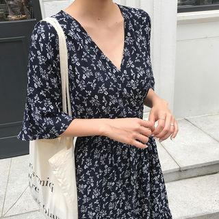 Bell-sleeve Floral Maxi Tiered Dress