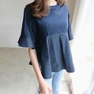 Frill-sleeve A-line Top
